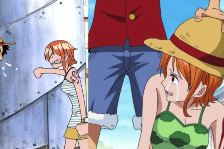 Luffy and nami in the image