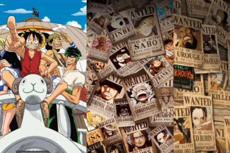 One piece poster and bounties showing different episodes